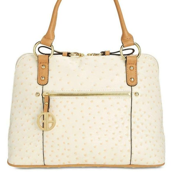 Gianni Bernini Handbags - Giani Bernini Ivory Ostrich Embossed Handbag